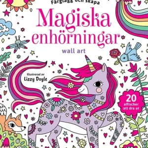 Färglägg och skapa. Magiska enhörningar : wall art
